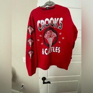 Crooks & Castles Red Graphic Crewneck